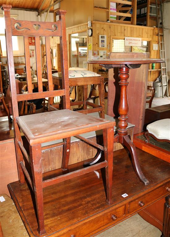 Edwardian chair and a small tripod table